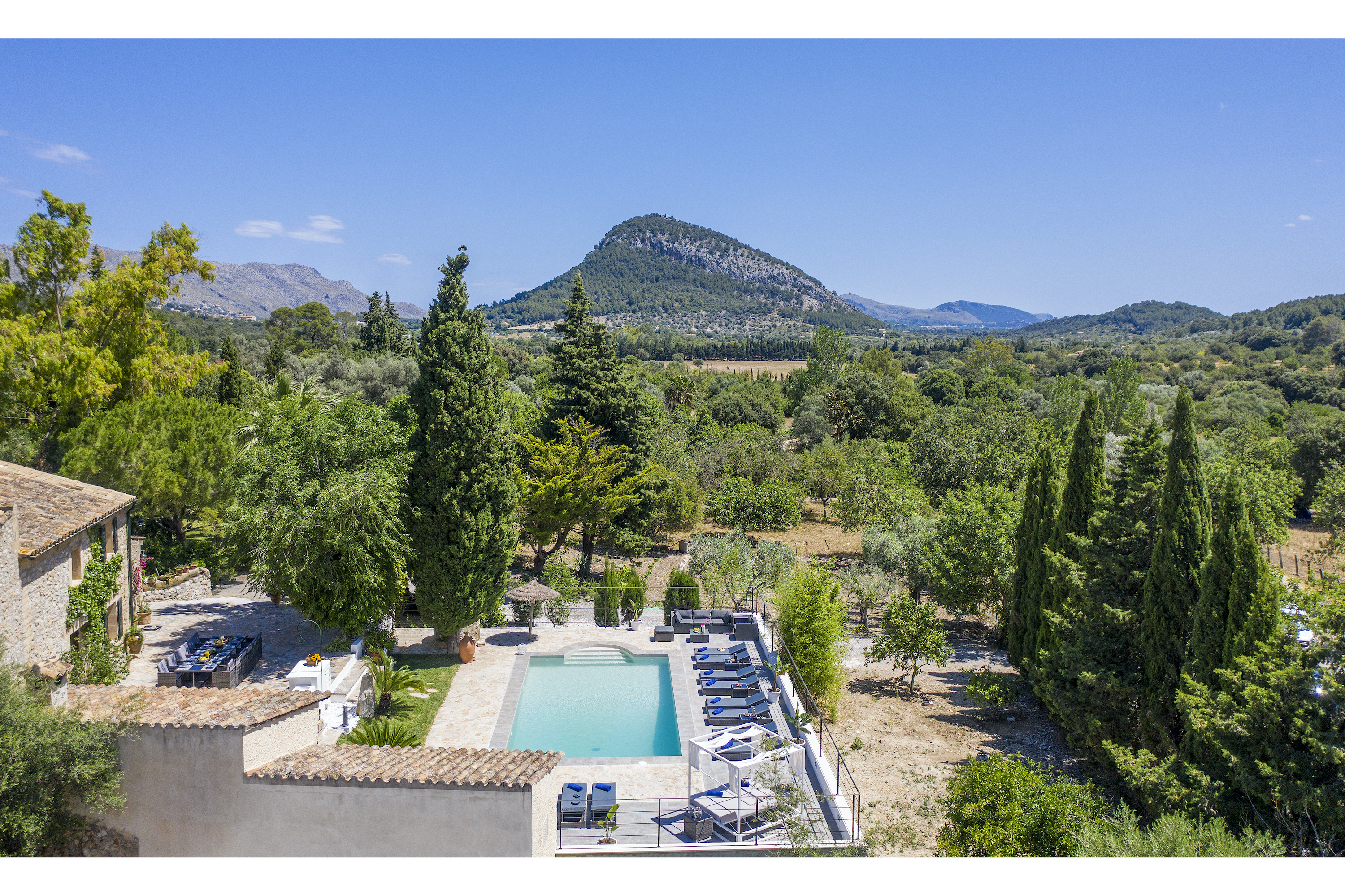 Aerial view of Villa Jaume Ramona and the Colonya Valley